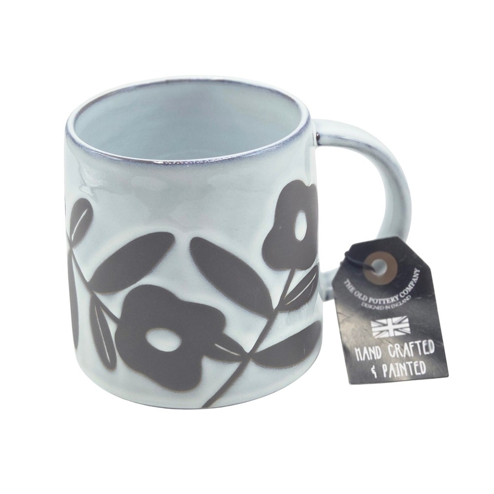 The Old Pottery Company Hand Crafted Floral Mug Blue Grey Ceramic England Design - Picture 7 of 10